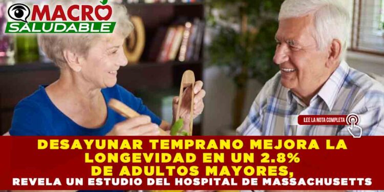 DESAYUNAR TEMPRANO MEJORA LA LONGEVIDAD EN UN 2.8% DE ADULTOS MAYORES, REVELA UN ESTUDIO DEL HOSPITAL DE MASSACHUSETTS