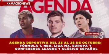 AGENDA DEPORTIVA DEL 23 AL 26 DE OCTUBRE: FÓRMULA 1, NBA, LIGA MX, EUROPA Y CONFERENCE LEAGUE Y CLÁSICO ESPAÑOL