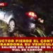 CONDUCTOR PIERDE EL CONTROL Y ABANDONA SU VEHÍCULO TRAS SALIRSE DEL CAMINO EN EL ARCO VIAL DE CANCÚN