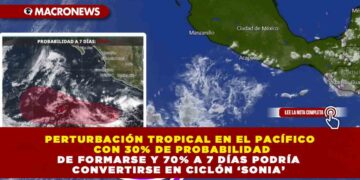 PERTURBACIÓN TROPICAL EN EL PACÍFICO CON 30% DE PROBABILIDAD DE FORMARSE Y 70% A 7 DÍAS PODRÍA CONVERTIRSE EN CICLÓN ‘SONIA’