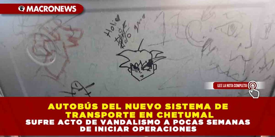 AUTOBÚS DEL NUEVO SISTEMA DE TRANSPORTE EN CHETUMAL SUFRE ACTO DE VANDALISMO A POCAS SEMANAS DE INICIAR OPERACIONES