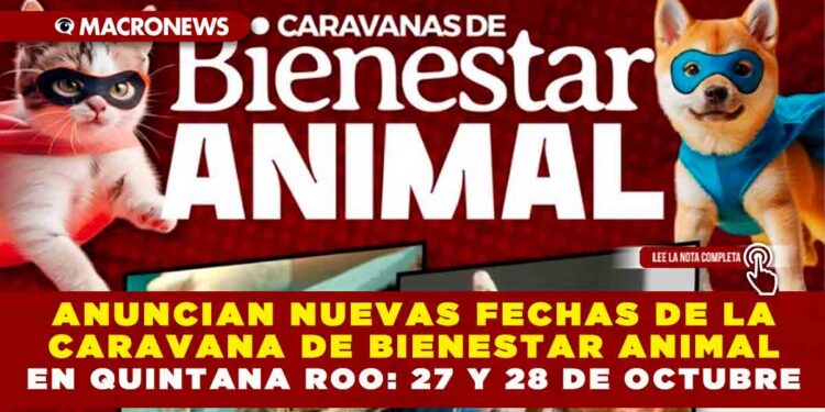 ANUNCIAN NUEVAS FECHAS DE LA CARAVANA DE BIENESTAR ANIMAL EN QUINTANA ROO: 27 Y 28 DE OCTUBRE