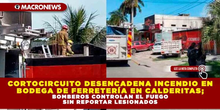 CORTOCIRCUITO DESENCADENA INCENDIO EN BODEGA DE FERRETERÍA EN CALDERITAS; BOMBEROS CONTROLAN EL FUEGO SIN REPORTAR LESIONADOS