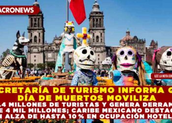 SECRETARÍA DE TURISMO INFORMA QUE DÍA DE MUERTOS MOVILIZA 4.4 MILLONES DE TURISTAS Y GENERA DERRAMA DE 4 MIL MILLONES; CARIBE MEXICANO DESTACA CON ALZA DE HASTA 10 % EN OCUPACIÓN HOTELERA