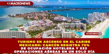 TURISMO EN ASCENSO EN EL CARIBE MEXICANO: CANCÚN REGISTRA 75% DE OCUPACIÓN HOTELERA Y 533 OPERACIONES AÉREAS EN UN SOLO DÍA