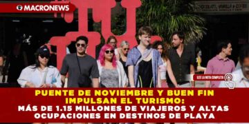 PUENTE DE NOVIEMBRE Y BUEN FIN IMPULSAN EL TURISMO: MÁS DE 1.15 MILLONES DE VIAJEROS Y ALTAS OCUPACIONES EN DESTINOS DE PLAYA