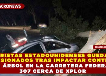 TURISTAS ESTADOUNIDENSES QUEDAN LESIONADOS TRAS IMPACTAR CONTRA UN ÁRBOL EN LA CARRETERA FEDERAL 307 CERCA DE XPLOR