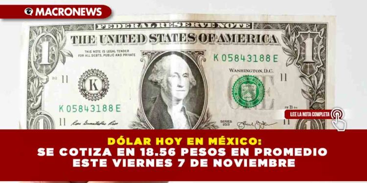 DÓLAR HOY EN MÉXICO: SE COTIZA EN 18.56 PESOS EN PROMEDIO ESTE VIERNES 7 DE NOVIEMBRE