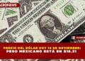 PRECIO DEL DÓLAR HOY 14 DE NOVIEMBRE: PESO MEXICANO ESTÁ EN $18.31