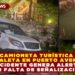CAMIONETA TURÍSTICA CAE A CALETA EN PUERTO AVENTURAS; INCIDENTE GENERA ALERTA POR FALTA DE SEÑALIZACIÓN