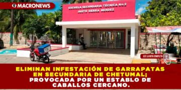 ELIMINAN INFESTACIÓN DE GARRAPATAS EN SECUNDARIA DE CHETUMAL; PROVOCADA POR UN ESTABLO DE CABALLOS CERCANO.
