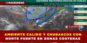 AMBIENTE CÁLIDO Y CHUBASCOS CON NORTE FUERTE EN ZONAS COSTERAS