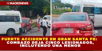 FUERTE ACCIDENTE EN GRAN SANTA FE: COMBAZO DEJA CINCO LESIONADOS, INCLUYENDO UNA MENOR