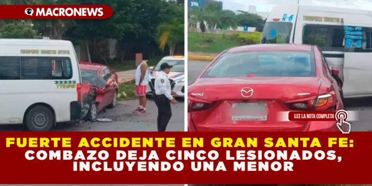 FUERTE ACCIDENTE EN GRAN SANTA FE: COMBAZO DEJA CINCO LESIONADOS, INCLUYENDO UNA MENOR