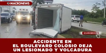 ACCIDENTE EN EL BOULEVARD COLOSIO DEJA UN LESIONADO Y VOLCADURA