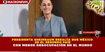 PRESIDENTA SHEINBAUM RESALTA QUE MÉXICO ES EL SEGUNDO PAÍS CON MENOS DESOCUPACIÓN EN EL MUNDO