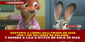ZOOTOPIA 2 LIDERA HOLLYWOOD EN 2025 CON 1,130 MILLONES DE DÓLARES Y SUPERA A LILO & STITCH EN SOLO 20 DÍAS