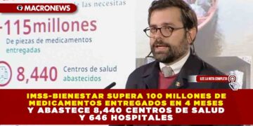 IMSS-BIENESTAR SUPERA 100 MILLONES DE MEDICAMENTOS ENTREGADOS EN 4 MESES Y ABASTECE 8,440 CENTROS DE SALUD Y 646 HOSPITALES