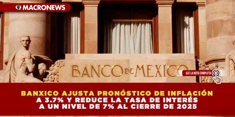 BANXICO AJUSTA PRONÓSTICO DE INFLACIÓN A 3.7% Y REDUCE LA TASA DE INTERÉS A UN NIVEL DE 7% AL CIERRE DE 2025