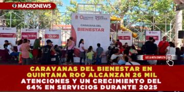 CARAVANAS DEL BIENESTAR EN QUINTANA ROO ALCANZAN 26 MIL ATENCIONES Y UN CRECIMIENTO DEL 64% EN SERVICIOS DURANTE 2025