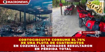 CORTOCIRCUITO CONSUME EL 76% DE UNA FLOTA DE CUATRIMOTOS EN COZUMEL: 38 UNIDADES RESULTARON EN PÉRDIDA TOTAL