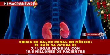 CRISIS DE SALUD RENAL EN MÉXICO: EL PAÍS YA OCUPA EL 7.º LUGAR MUNDIAL CON 16.6 MILLONES DE PACIENTES