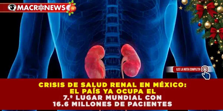 CRISIS DE SALUD RENAL EN MÉXICO: EL PAÍS YA OCUPA EL 7.º LUGAR MUNDIAL CON 16.6 MILLONES DE PACIENTES