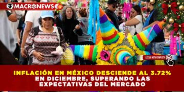INFLACIÓN EN MÉXICO DESCIENDE AL 3.72% EN DICIEMBRE, SUPERANDO LAS EXPECTATIVAS DEL MERCADO