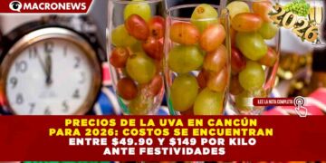PRECIOS DE LA UVA EN CANCÚN PARA 2026: COSTOS SE ENCUENTRAN ENTRE $49.90 Y $149 POR KILO ANTE FESTIVIDADES