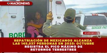 REPATRIACIÓN DE MEXICANOS ALCANZA LAS 145,537 PERSONAS EN 2025: OCTUBRE REGISTRA EL PICO MÁXIMO DE RETORNOS TERRESTRES