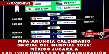 FIFA ANUNCIA CALENDARIO OFICIAL DEL MUNDIAL 2026: MÉXICO JUGARÁ A LAS 13:00 HORAS EN LA INAUGURACIÓN