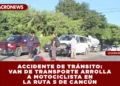 ACCIDENTE DE TRÁNSITO: VAN DE TRANSPORTE ARROLLA A MOTOCICLISTA EN LA RUTA 5 DE CANCÚN