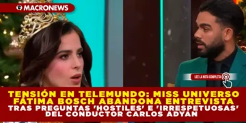 TENSIÓN EN TELEMUNDO: MISS UNIVERSO FÁTIMA BOSCH ABANDONA ENTREVISTA TRAS PREGUNTAS «HOSTILES» E «IRRESPETUOSAS» DEL CONDUCTOR CARLOS ADYAN