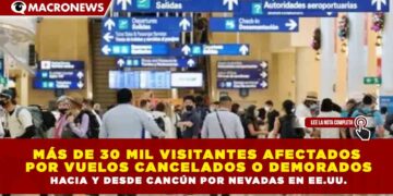 MÁS DE 30 MIL VISITANTES AFECTADOS POR VUELOS CANCELADOS O DEMORADOS HACIA Y DESDE CANCÚN POR NEVADAS EN EE.UU.