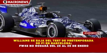 WILLIAMS SE BAJA DEL TEST DE PRETEMPORADA DE F1 EN BARCELONA; FW48 NO RODARÁ DEL 26 AL 30 DE ENERO