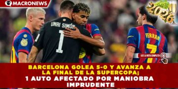 BARCELONA GOLEA 5-0 Y AVANZA A LA FINAL DE LA SUPERCOPA; 1 AUTO AFECTADO POR MANIOBRA IMPRUDENTE