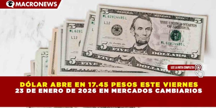 DÓLAR ABRE EN 17.45 PESOS ESTE VIERNES  23 DE ENERO DE 2026 EN MERCADOS CAMBIARIOS