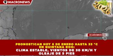 PRONOSTICAN HOY 6 DE ENERO HASTA 33 °C EN QUINTANA ROO: CLIMA ESTABLE, VIENTOS DE 30 KM/H Y OLEAJE DE 5 PIES
