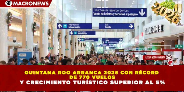 QUINTANA ROO ARRANCA 2026 CON RÉCORD DE 770 VUELOS Y CRECIMIENTO TURÍSTICO SUPERIOR AL 5%