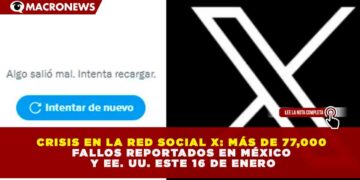 CRISIS EN LA RED SOCIAL X: MÁS DE 77,000 FALLOS REPORTADOS EN MÉXICO Y EE. UU. ESTE 16 DE ENERO