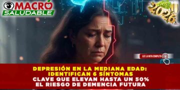 DEPRESIÓN EN LA MEDIANA EDAD: IDENTIFICAN 6 SÍNTOMAS CLAVE QUE ELEVAN HASTA UN 50% EL RIESGO DE DEMENCIA FUTURA