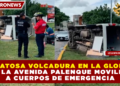 APARATOSA VOLCADURA EN LA GLORIETA DE LA AVENIDA PALENQUE MOVILIZA A CUERPOS DE EMERGENCIA