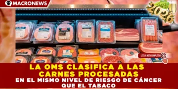 LA OMS CLASIFICA A LAS CARNES PROCESADAS EN EL MISMO NIVEL DE RIESGO DE CÁNCER QUE EL TABACO