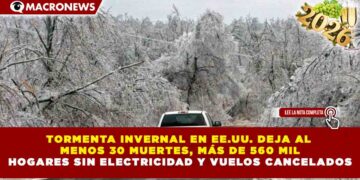 TORMENTA INVERNAL EN EE.UU. DEJA AL MENOS 30 MUERTES, MÁS DE 560 MIL HOGARES SIN ELECTRICIDAD Y VUELOS CANCELADOS