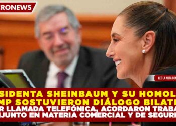 PRESIDENTA SHEINBAUM Y SU HOMÓLOGO TRUMP SOSTUVIERON DIÁLOGO BILATERAL POR LLAMADA TELEFÓNICA; ACORDARON TRABAJO CONJUNTO EN MATERIA COMERCIAL Y DE SEGURIDAD