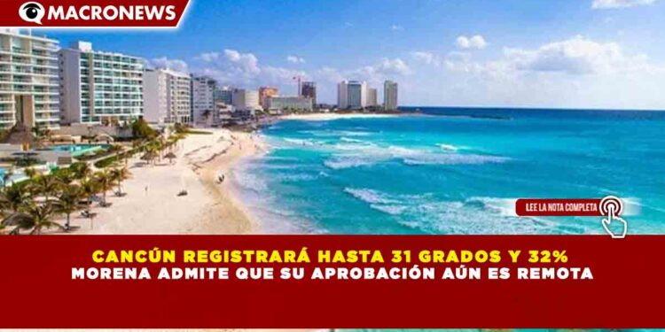 CANCÚN REGISTRARÁ HASTA 31 GRADOS Y 32% DE PROBABILIDAD DE LLUVIA ESTE 27 DE FEBRERO