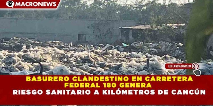 BASURERO CLANDESTINO EN CARRETERA  FEDERAL 180 GENERA  RIESGO SANITARIO A KILÓMETROS DE CANCÚN