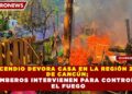 INCENDIO DEVORA CASA EN LA REGIÓN 237 DE CANCÚN; BOMBEROS INTERVIENEN PARA CONTROLAR EL FUEGO