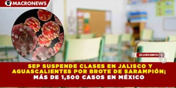 SEP SUSPENDE CLASES EN JALISCO Y AGUASCALIENTES POR BROTE DE SARAMPIÓN; MÁS DE 1,500 CASOS EN MÉXICO