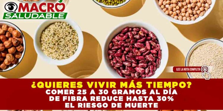 ¿QUIERES VIVIR MÁS TIEMPO? COMER 25 A 30 GRAMOS AL DÍA DE FIBRA REDUCE HASTA 30% EL RIESGO DE MUERTE